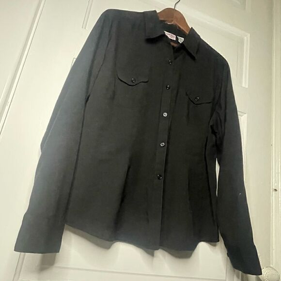 Joanna Plus Vintage Boyfriend Black Button Up Blouse - Picture 1 of 13